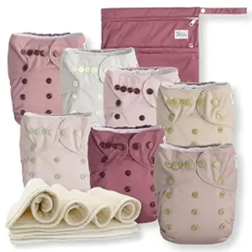 Nora's Nursery Cloth Diapers | 7 Pack | Waterproof,Reusable and Washable