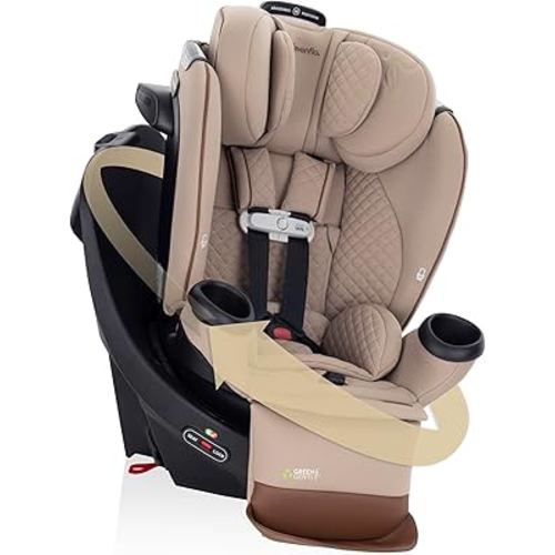 Evenflo Revolve360 Extend Convertible Car Seat with 360 Degree Rotation, Extended Rear-Facing, Forward-Facing, Booster Mode, and Secure Latch Install, Travertine