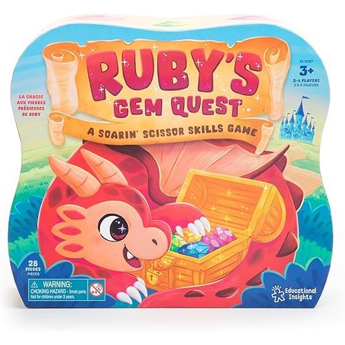 Educational Insights Ruby's Gem Quest - Toddler Board Games for 3 Year Olds, Fine Motor Skills Toys for Toddlers, Color Matching Preschool Games, Fine Motor Game, Practice Scissor Skills