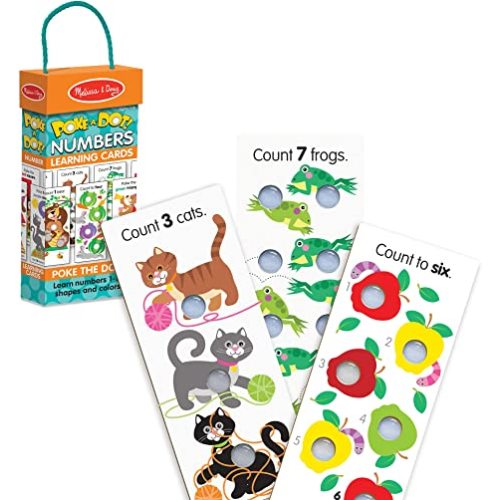 Melissa & Doug Poke-A-Dot Jumbo Number Learning Cards - 13 Double-Sided Numbers, Shapes, and Colors with Buttons to Pop - Poke A Dot Book Oversized Interactive Learning Activity Cards For Kids