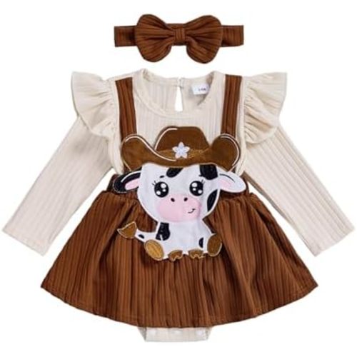 YINGISFITM Baby Girl Christmas Outfit Long Sleeve Romper Dress Santa Onesie Newborn Christmas Clothes for Girls