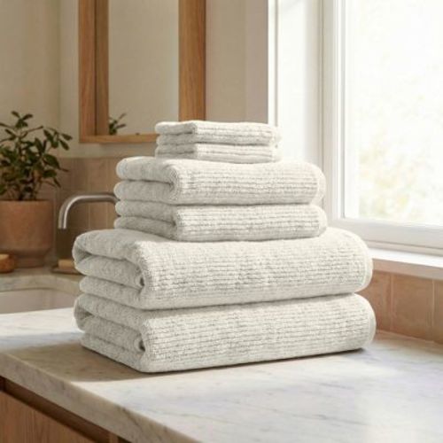 Turkish Cotton Textured 6-Piece Bath Towel Set - Great Bay Home (Cream)