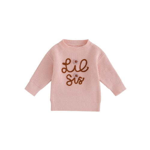 Bagilaanoe Toddler Baby Girl Knitted Sweater Long Sleeve Letter Embroidery Pullover 6M 12M 2T 3T 4T 5T 6T Kids Warm Jumpers Tops Fall Loose Knitwear