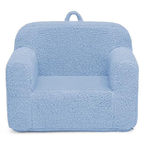 Delta Children Sherpa Cozee Chair - Foam Kids Chair for Ages 18 Months and Up, Powder Blue