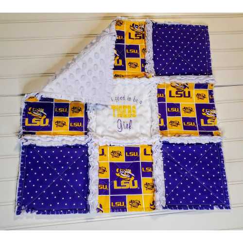 Football Fan LSU Tigers MINI or CRIB Rag Quilt or Nursery Bedding - Girl, Boy, Baby or Fan