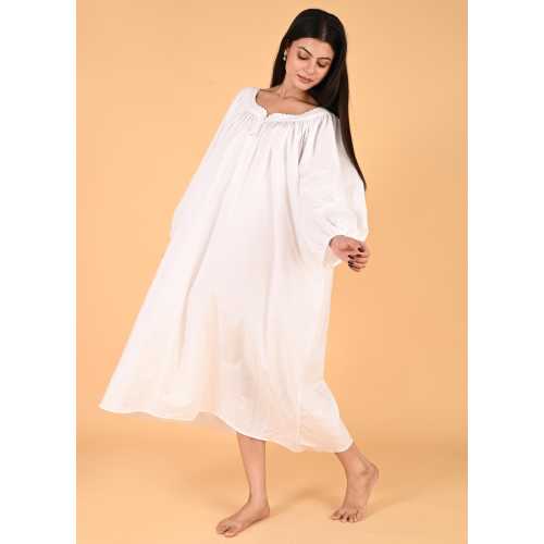100% Pure cotton women wear Victorian style nightgown Sleepwear feminine nightdress long sleeve nightie lounge wear dress