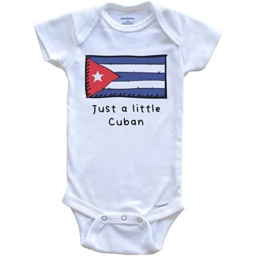 Just A Little Cuban Funny Cute Cuba Flag One Piece Baby Bodysuit