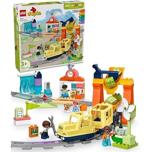 LEGO DUPLO Town Big Interactive Community Train Set - Learning Toddler Train Toy Playset for Boys and Girls, Ages 3+ - Gift Idea for Birthdays and Holidays - 10428
