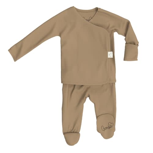 Bonsie Skin to Skin Babywear Footie - Brown Baby Footed Bodysuit - Mocha (Newborn)