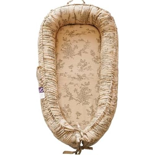 CooCooBaby Infant Lounger, Baby Nest Cover for Baby Girls & Boys, Newborn Essentials for Baby 0-12 Months, 100% Cotton Breathable (Poem_Muslin)