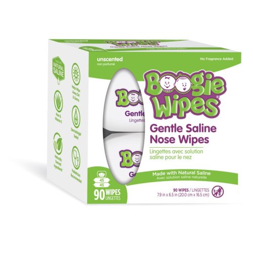 Boogie Wipes® Unscented Gentle Saline Nose Wipes - 90 Pack