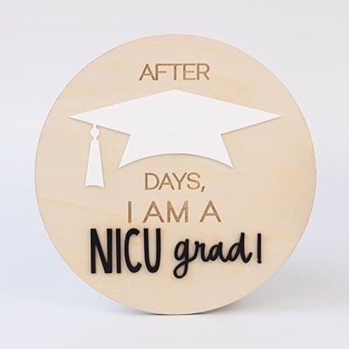 NICU Graduate Milestone Sign, Wooden Round Days Counter, Hospital Nursery Photo Prop 6inch new