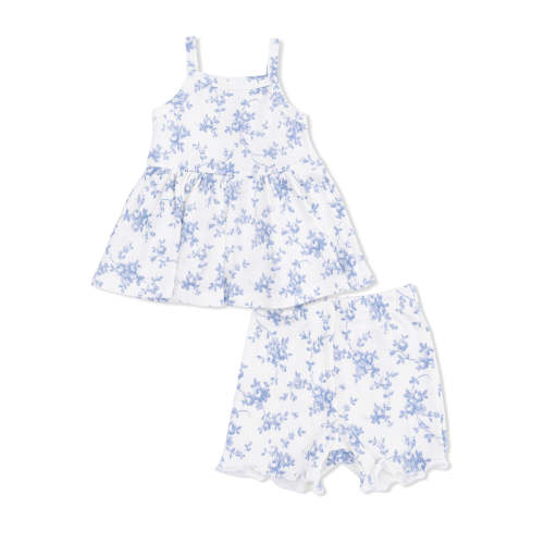 Peplum Tank & Bike Short, Baby Blue Vines Floral