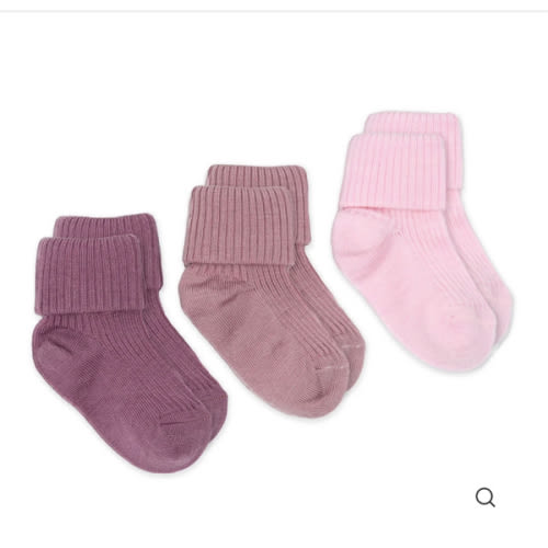 Wool Socks, Baby and Toddler, Pink & Rose.           In Sizes 3 - 18 mo.
