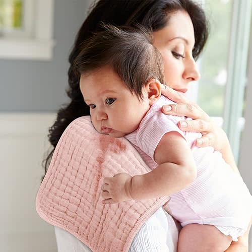 Looxii Muslin Burp Cloths Baby Girl 6 Pack - 20" x 10" - Ultra Soft & Absorbent, 6-Layer 100% Cotton for Spit Up & Drool- Gentle Baby Burping Cloth, Newborn Essentials Shower Gift Girl, Gradient Pink