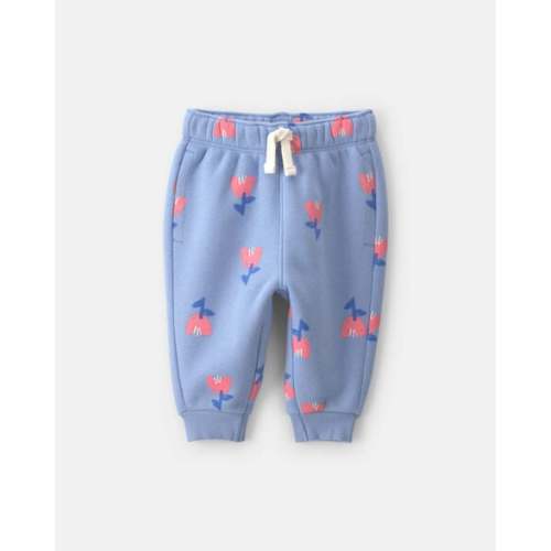 Baby Girl Floral Fleece Pants - Blue | Carter's