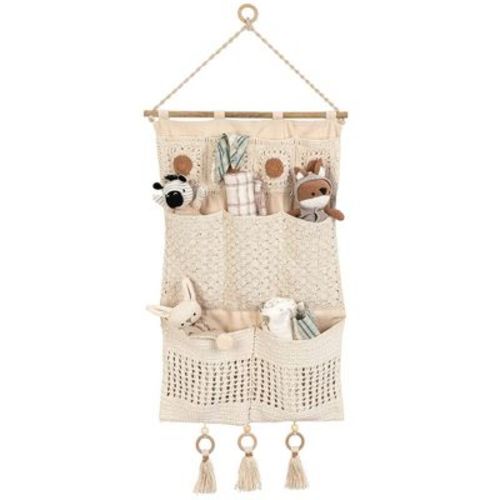 Crane Baby 1"x20" Willow Wall Storage Organizer with Pockets Beige