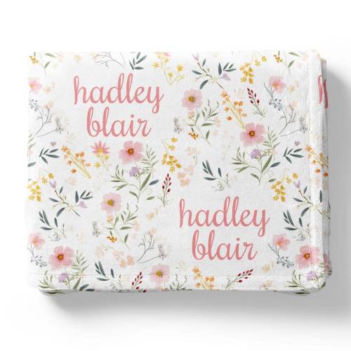 Winnie's Wildflowers Personalized Kids Blanket