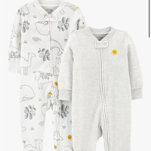 Simple Joys by Carter's Baby 2-Way Zip Thermal Footed Sleep and Play, Pack of 2
