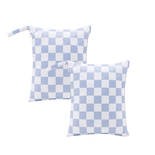 Ohocut Blue Checkered Waterproof Wet Dy Diaper Bag for Baby Essentials, Travel, Swimsuit, Beach Bag Accessories, Aesthetic Trendy Cute Toddler Baby Bag Pouch, Pack of 2