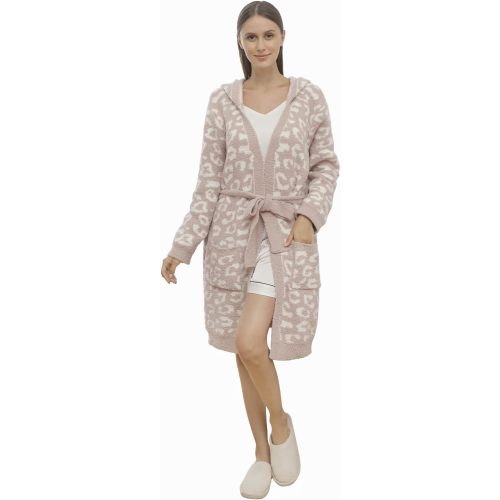 DOOWELL Women's Knit Lightweight Absorbent Robes, Soft Spa Bathrobe Loungewear with Pockets