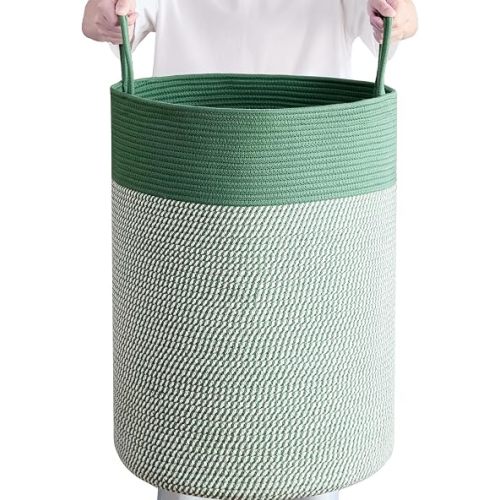 80L Large Green Hamper Tall Woven Laundry Basket
