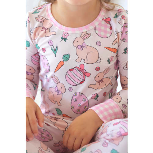 Hoppy Spring Two Piece Pajama Set | Pink