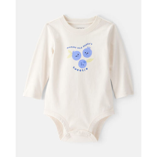 Baby Girl Cotton Long-Sleeve Graphic Bodysuit - White - Carter's | Carter's