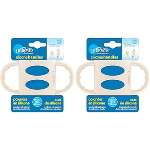 Dr. Brown’s® Milestones™ 100% Silicone Baby Bottle Handles, Narrow, Ecru, 2 Pack, 4m+