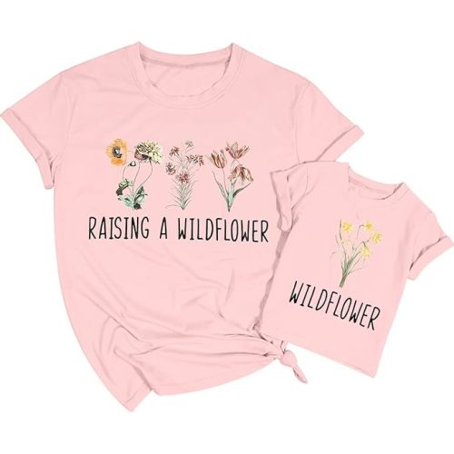 Raising A Wildflower Shirt Mom Toddler Matching Tshirt Mommy and Me Matching Tee Mother Daughter Son Mama Mini Outfit