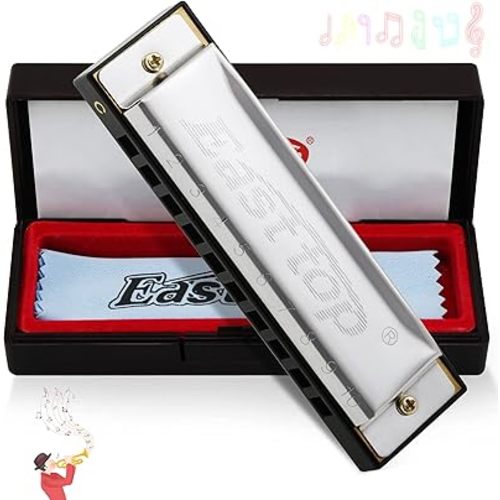 East top Harmonica, C Key Blues Harmonica for Beginners and Adults, Kids and Teenagers,10 Holes Mouth Organ Blues Harp For Students as Gift