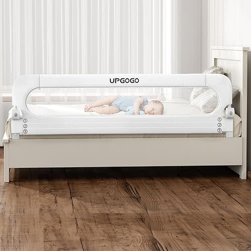 Folding Bed Rail for Toddlers,Baby Bed Rail Guard with Reinforced Anchor Safety System,Fit Bunk,Full Size,Queen,King,Twin(White,71"x23.6")