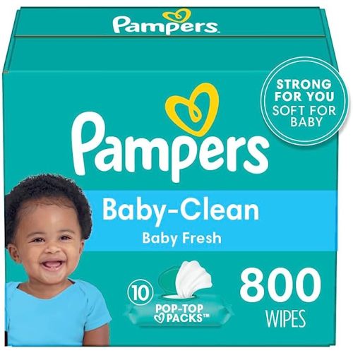 Pampers Baby Wipes, Complete Clean Baby Fresh Scented Wipe, Gently Cleans Head to Toe, 864 Total (12 Flip-Top Packs)