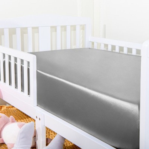 Silk Satin Fitted Crib Sheet, Super Soft Toddler Fitted Sheets for Standard Crib and Toddler Mattresses, 28x52 Inches - NTBAY