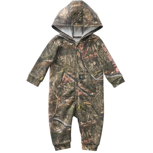 Girls' Long Sleeve Zip-Front Hooded Camo Coverall (Baby)