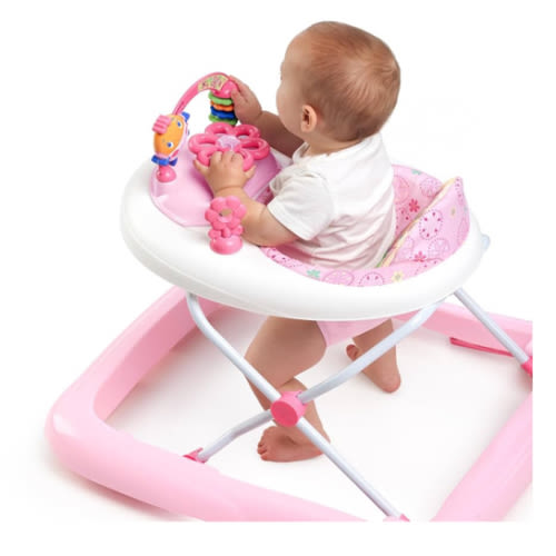 Bright Starts JuneBerry Walk-A-Bout Baby Walker and Entertainer, Removeable Floor Toy, with Easy Fold Frame for Storage, Ages 6 Months +