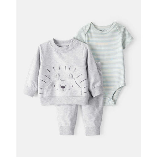 Baby 3-Piece Lion Little Pullover Set - Grey/Green | Carter's