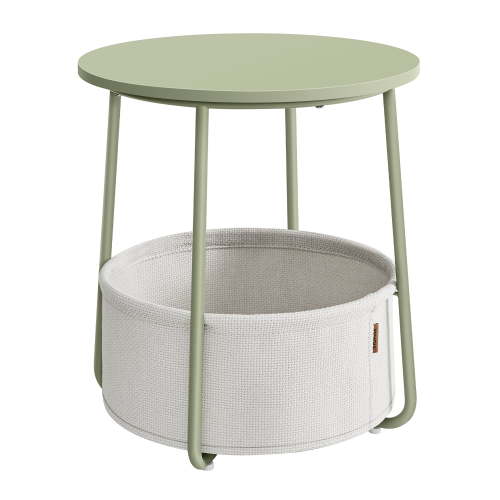 Sturdy and Stable Particleboard Steel Polyester End Table, Laurel Green and Cream White