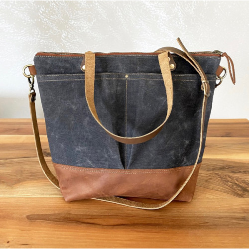 Waxed Canvas Diaper Tote Bag / Large Work Bag / Crossbody Tote Bag / Handmade Convertible Backpack with Free Monogram / Gift For Her CB4