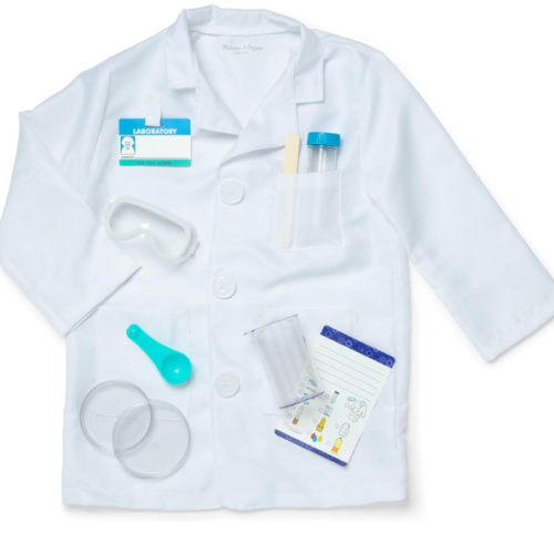Melissa & Doug Scientist Role Play Costume Set (X pcs) - Lab Coat, Goggles, 6 Experiments
