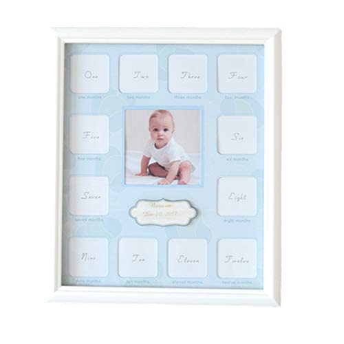 KMAKII Collage Photo Frame for Baby First Year 12 Month Keepsake Picture Photo Frame -Gift for Mom to Be or Expecting Parents-White