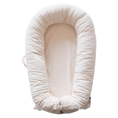 Deluxe Infant Lounger, Baby Nest Cover for Baby Girls & Boys, Newborn Essentials for Baby 0-12 Months, 100% Cotton(CreamyWhite)