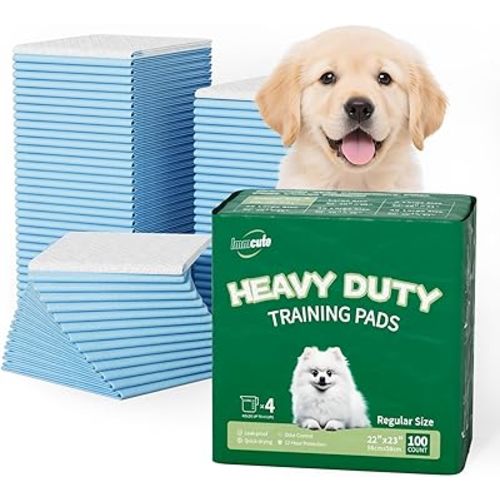 IMMCUTE 100 Count Premium Puppy Pads 22"x23" – Ultra-Soft Heat-Sealed, 6-Layer Leak-Proof & Super Absorbent | Potty Training Pads for Small Dogs, Cats, Pets | Ideal for Crate & Indoor Use , Blue