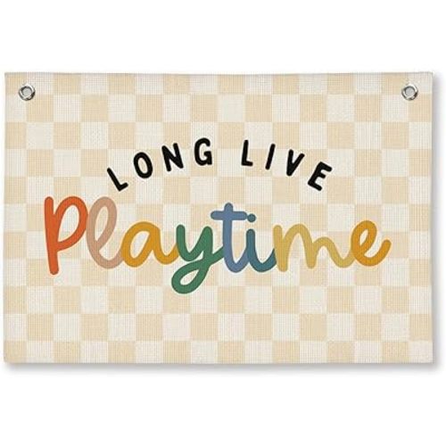 Play Room Decor, Toddler Boy Room Decorations Banner, Blue Striped Wall Flag for Nursery Playroom Decor, 20x30 Inch