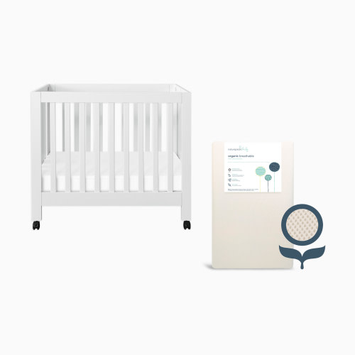 babyletto x Naturepedic Mini Origami Crib & Mini Organic Mattress Bundle - White