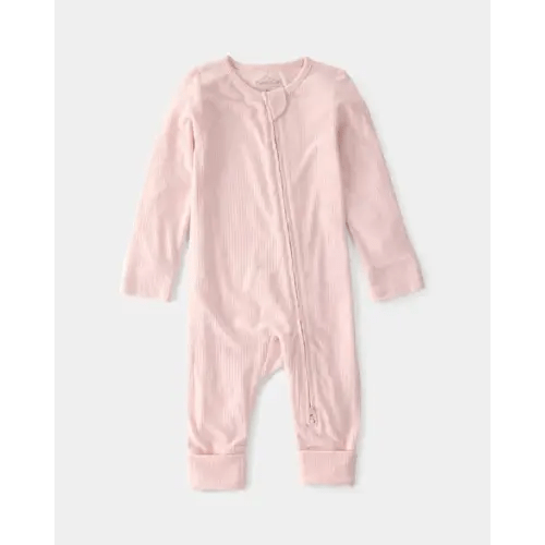 Baby Girl 2-Way Zip PurelySoft Sleep & Play Pajama - Light Pink | Carter's