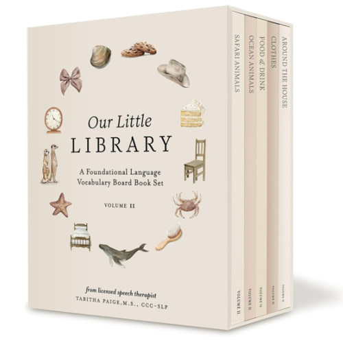 Our Little Library Vol. 2: First 100 Words Board Book Box Set, including Ocean Animals, Safari Animals, Food and Drink, Clothes, and Around the House (Tabitha Paige Children's Book Series)