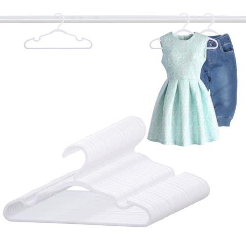 60 Pack White Baby Hangers 12.91 Inch - Kids Non-Slip Clothes Hangers for Infant & Child, Durable Plastic Children's Hangers for Closet, Pants, Coats, Skirts