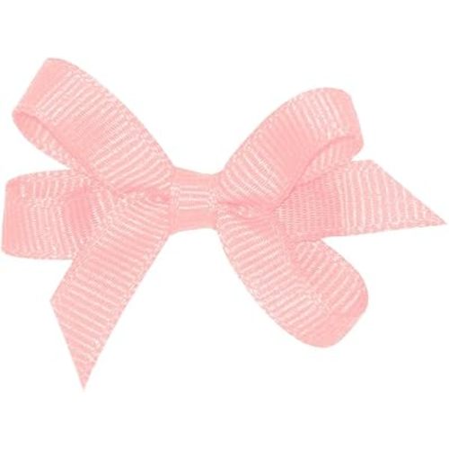 Wee Ones Girls' Classic Grosgrain Hair Bows with Plain Wrap Center, No-Slip Hair Clip, Handmade, Light Pink, Baby