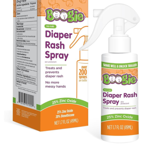 Boogie Diaper Rash Cream Spray for Baby, Travel Friendly No-Rub Touch Free Application for Sensitive Skin, Over 200 Sprays per Bottle, 1.7 oz (Pack of 1)